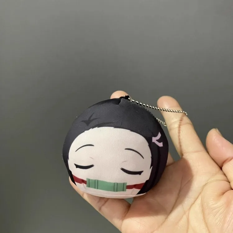 New Cute Anime Demon Nezuko Tanjiro Inosuke Zenitsu Face Plush Keychains Kids Stuffed Toys For Children 7CM