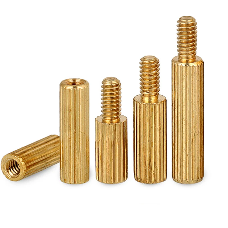 M2 Knurled Brass Standoff Single Head Double Pass Thread Column Round Isolation Spacer For CCTV Security Camera Mount