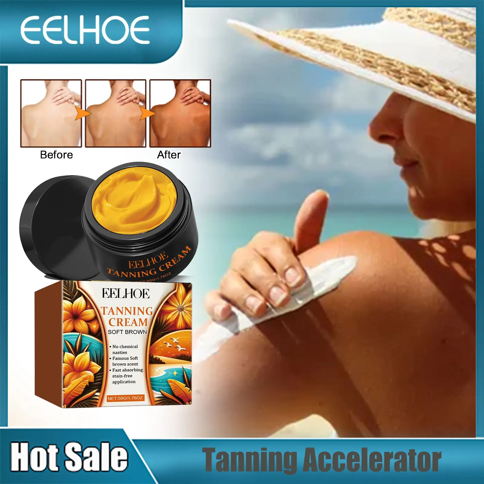 

EELHOE Tanning Cream Summer Beach Tanning Aid Lotion Intensive Tanning Gel Body Bronzer Lotion Nourish Self Tanner