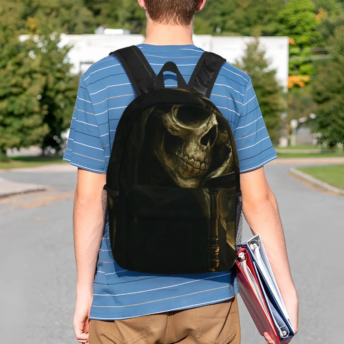 Gothic Grim Reaper And Hourglass Backpack Student BookBag Children School Bag Computer Shoulder Bags for Boys Girls