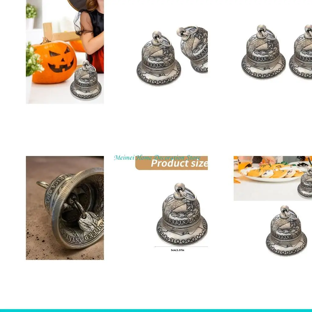 مجموعة H7BF من 2 Halloween Witch تحت عنوان الأجراس الفضية الزخرفية
