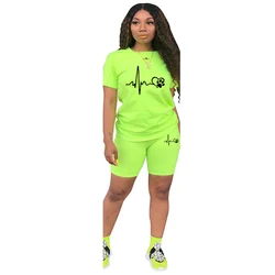 T-Shirts Suit Short Sets for Women 2 Pieces Summer Women's Tracksuit 2024 Casual Outfit Legging Sports Jogging Daily Matching