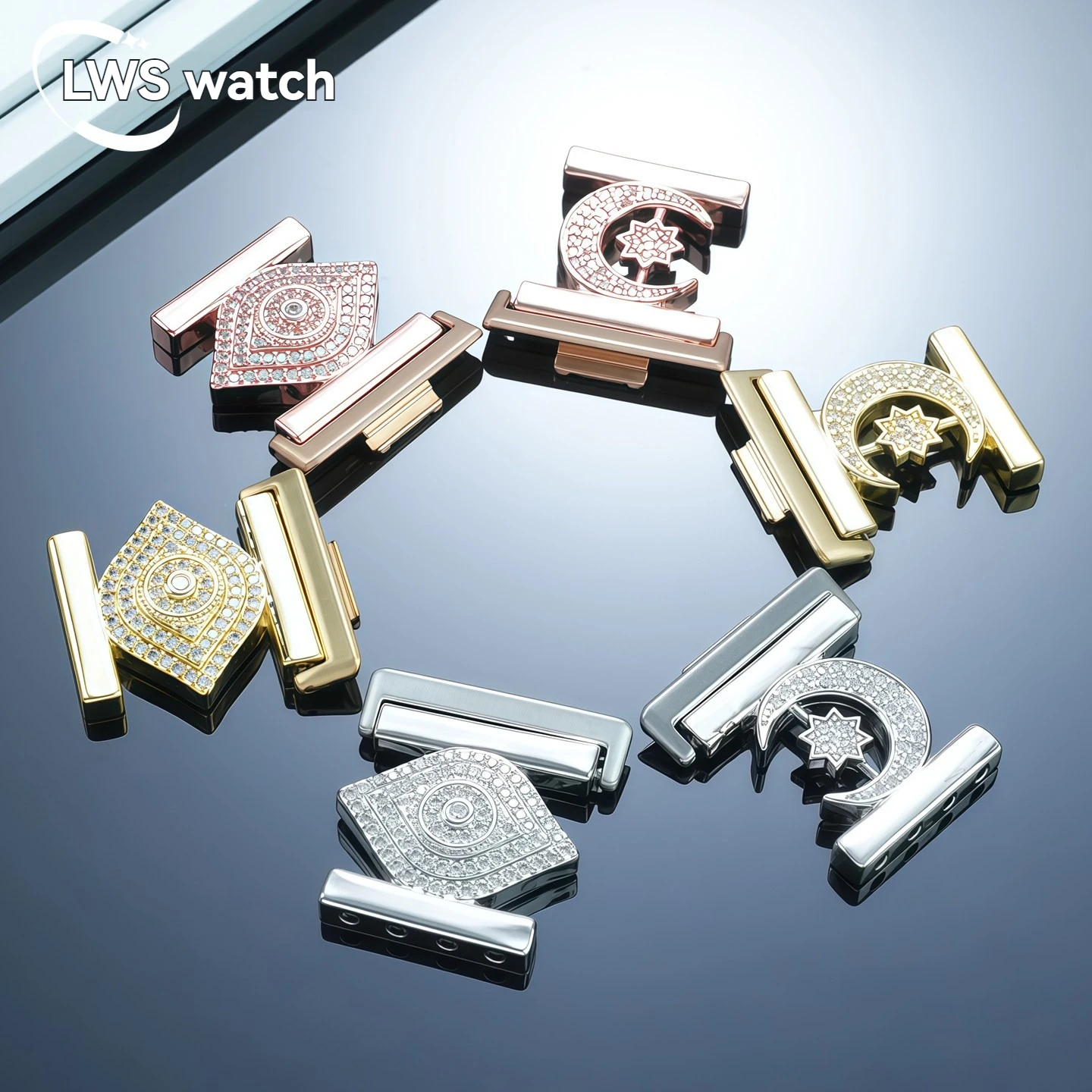 Metal Connector Head Beads for Huawei Watch Fit 3 – Universal, Trendy, Diamond-Studded, Beaded DIY Modification