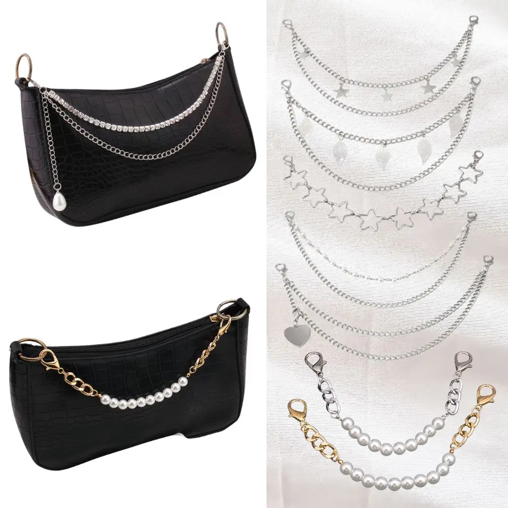 Metal Chain Strap For Bags DIY Handles Personality Pearl Shoulder Bag Chain Straps Women Shoulder Bag Extension Chain Bag Parts