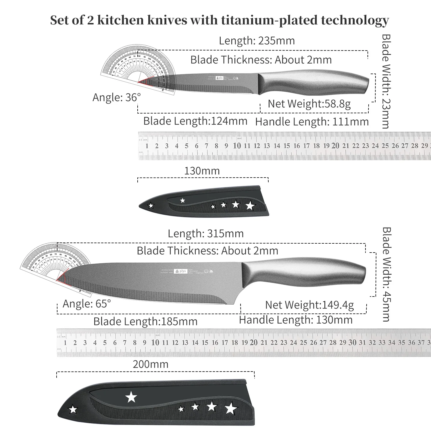 Titanium plated kitchen knife,professional chef knife, sharp fruit knife,anti-bacterial corrosion resistance,kitchen accessories