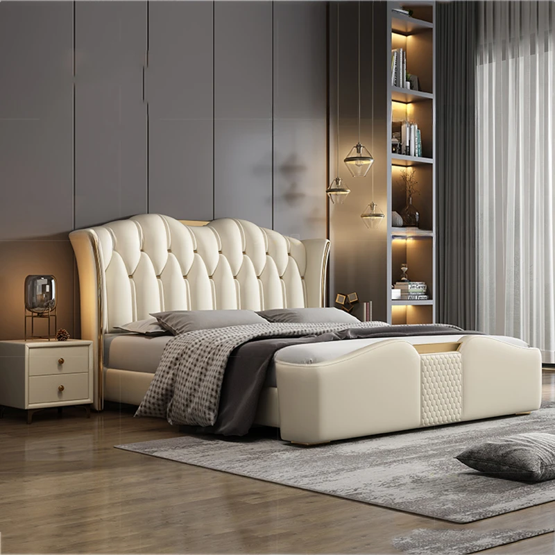 

Loft European Double Bed Frame Simple Cheap Sleeping Queen Bedroom Bed Home Luxury Storage Letti Matrimoniali Nordic Furniture