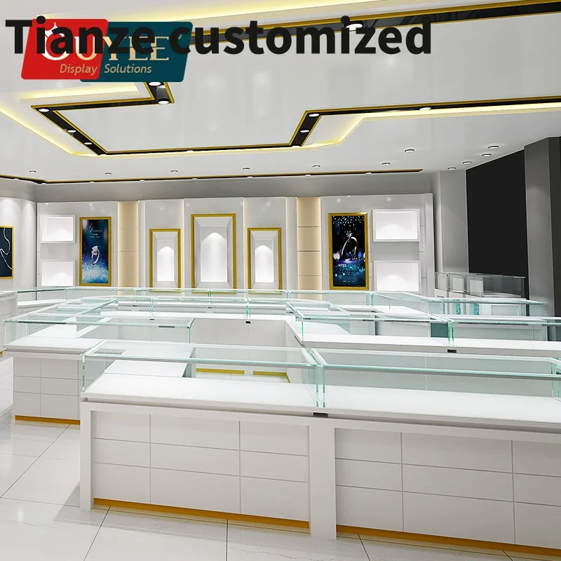 

Customized-Latest Luxurious Jewellery Shop Showcase Octagon Jewelry Pedestal Glass Jewelry Vitrine Display Cabinet