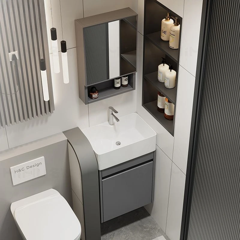 Bathroom Cabinets Aluminum Small Apartment Toilet Washbasin Simple Storage Cabinet with Sink Mirror for Bathroom Furniture