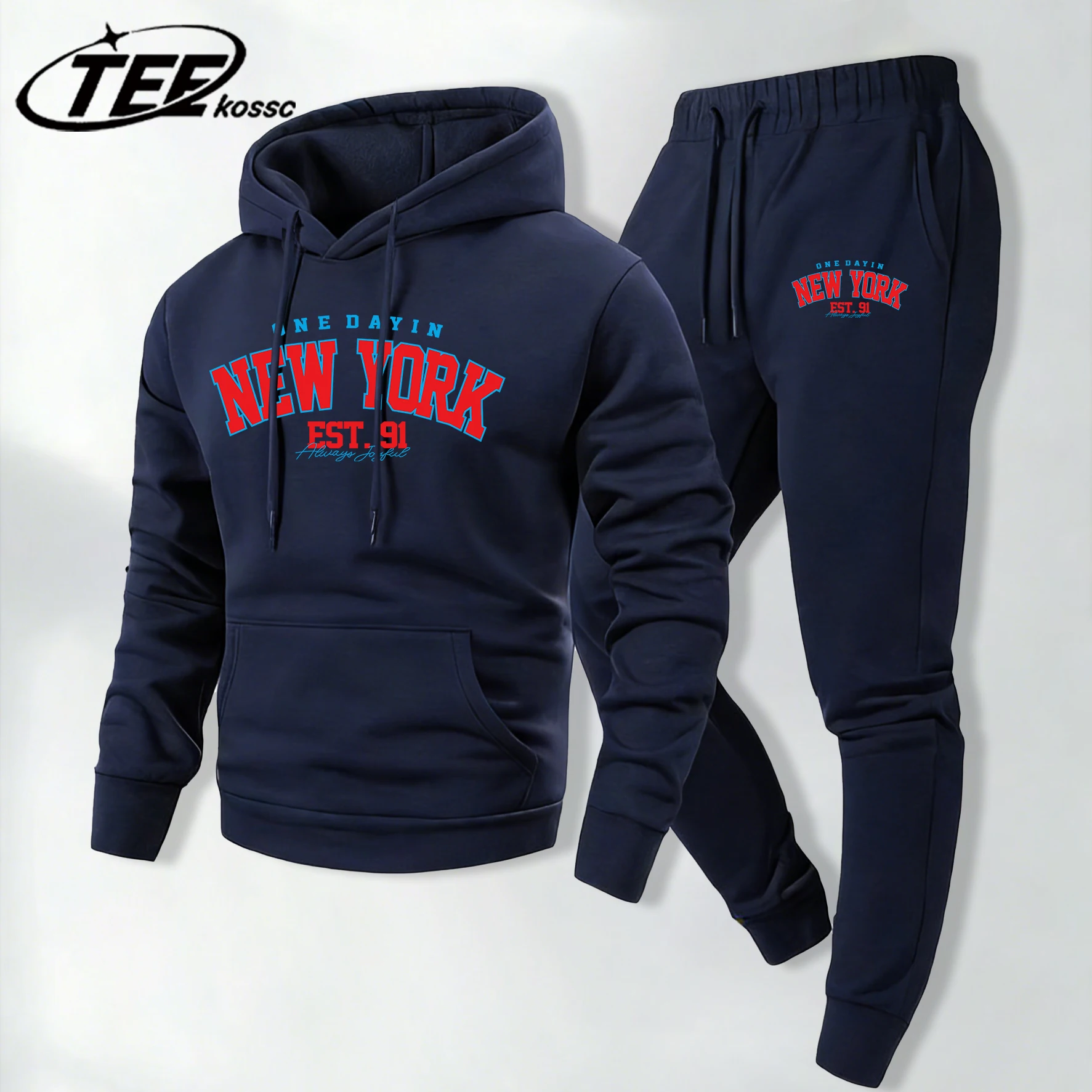 

Мужские толстовки с принтом New York One Dayin Est.91, флисовые модные костюмы, свободная повседневная одежда, осенние теплые брюки, унисекс, базовая спортивная одежда