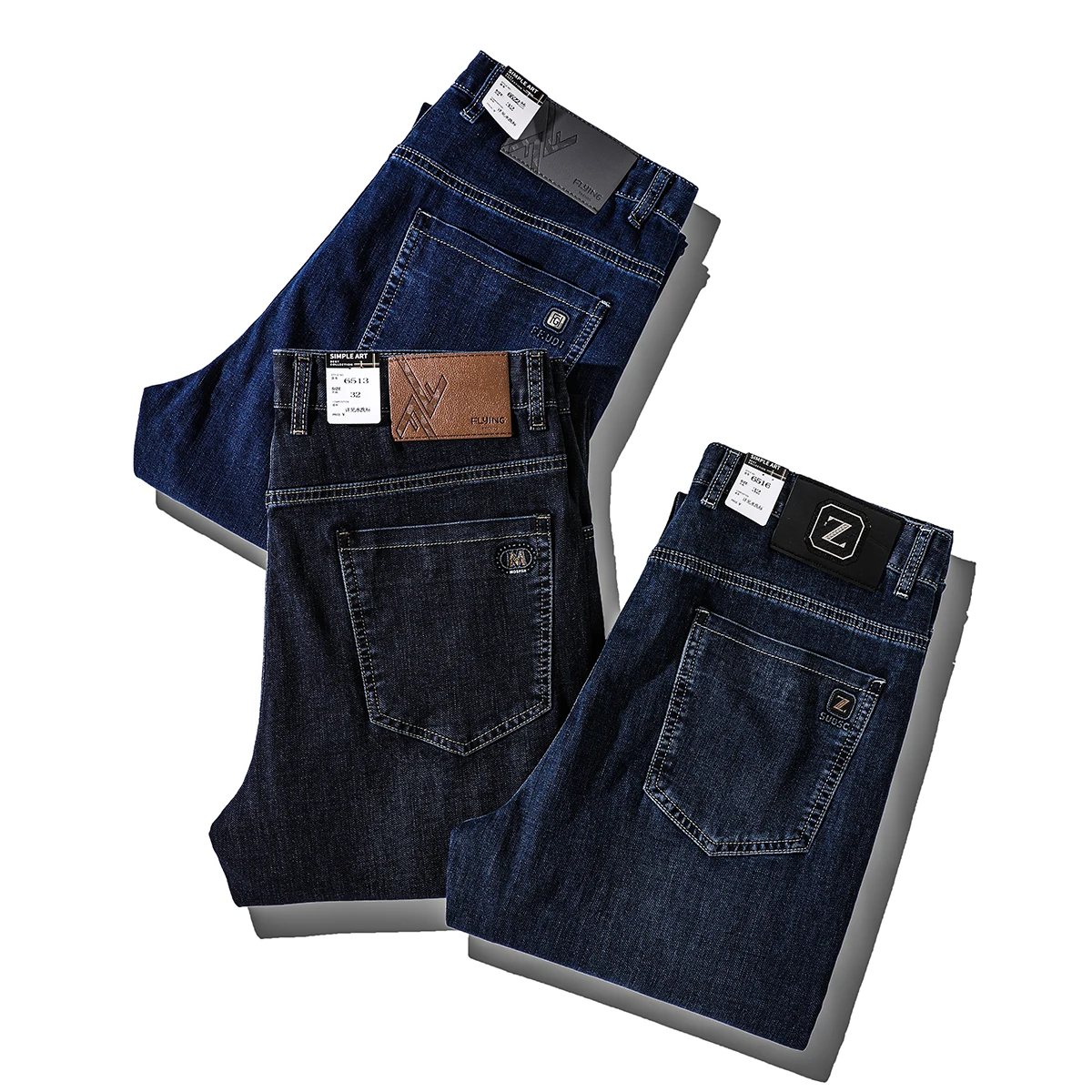 

Comfortable Fit Straight Leg Men's Jeans Quali Good Elastic Waed Denim Spring New Sle Faionable Long Pants