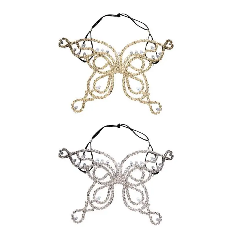 

39BB Butterfly Mask with Rhinestones Decoration Sparkling Rhinestones Mask for Women