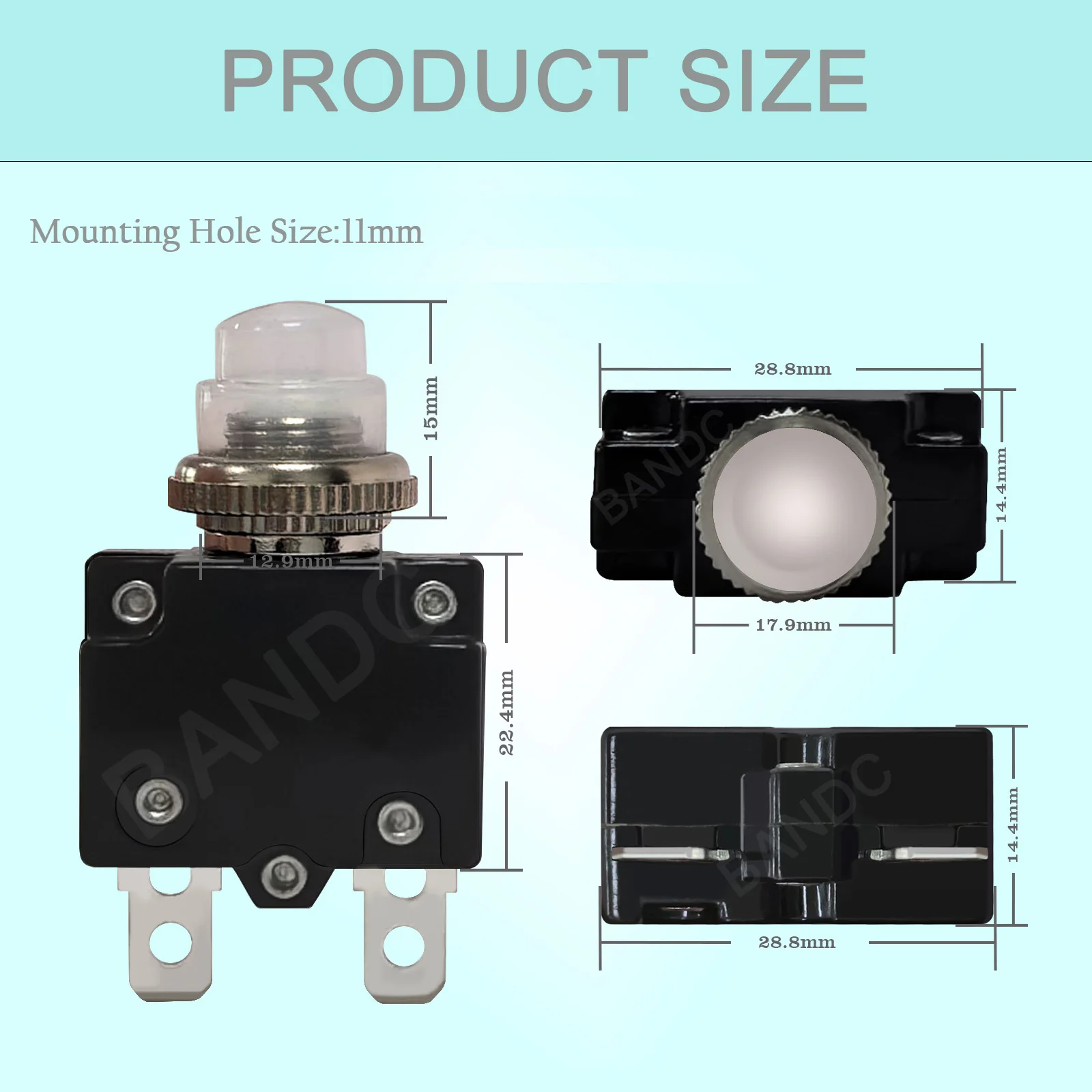 3PCS 5A 10A 15A Manual Reset Thermal Circuit Breaker,32V DC Overload Switch Fuse with Waterproof Cap Push Switch Protector