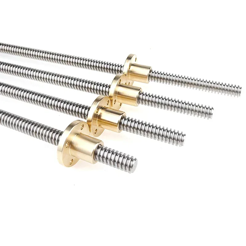 T16 stainless steel lead screw with brass nut.L 100-600mm, lead 4/8/2/3mm  for stepper motors and 3D printers