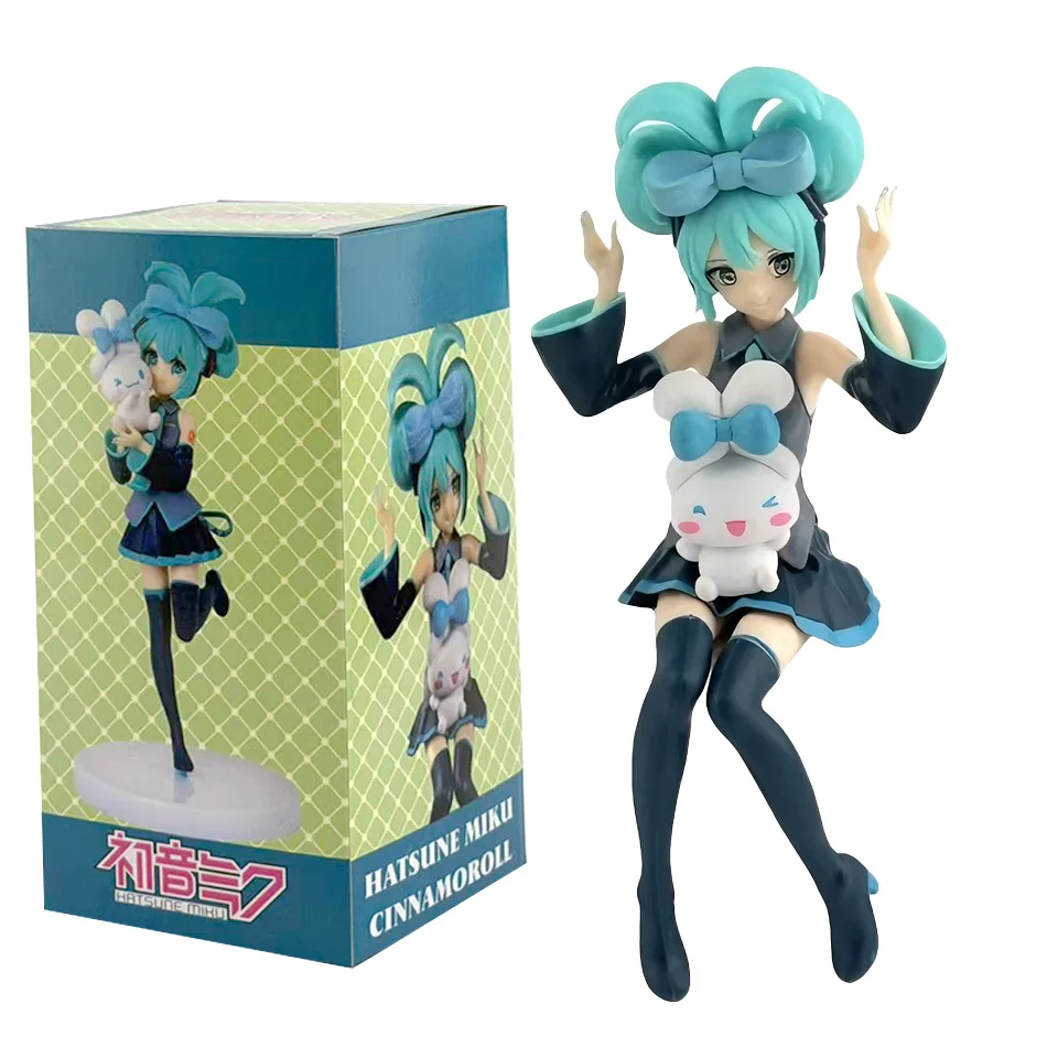 Anime Hatsune Miku X Cinnamoroll Figure Anime Peripheral Collectible Models Decorative Decorations Children Kawaii Gift view 3