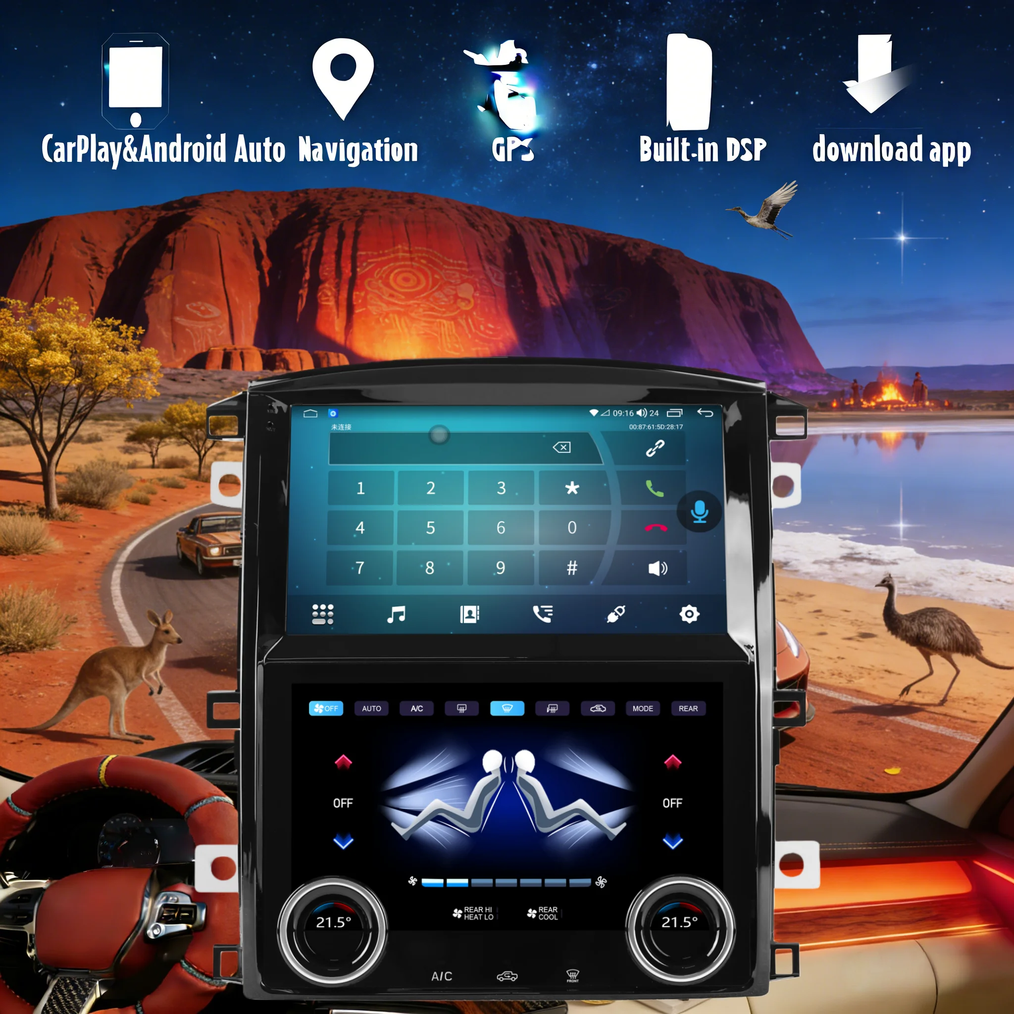 Android 14 CarPlay Auto For Toyota Land Cruiser 100 LC100 1998 1999-2007 Screen Car Radio Multimedia Stereo Player GPS Head Unit