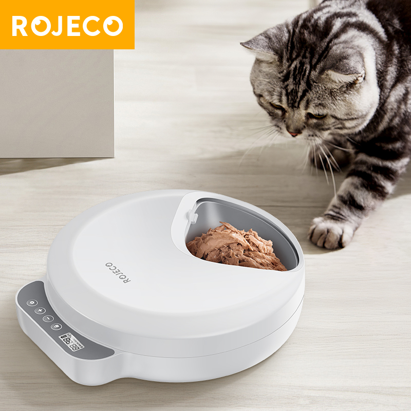  ROJECO Automatic Pet Feeder 4 Meals For Wet Dry Food Feeding Wireless Smart Kibble Dispenser Cat Dog Multifunctional Cat Feeder 