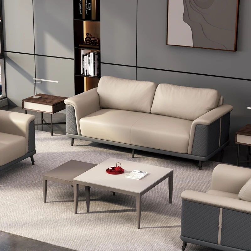 

Modern Luxury Italian PU Leather Sectional Office Sofa Design Style Minimalist Furniture Living Room Office Furniture