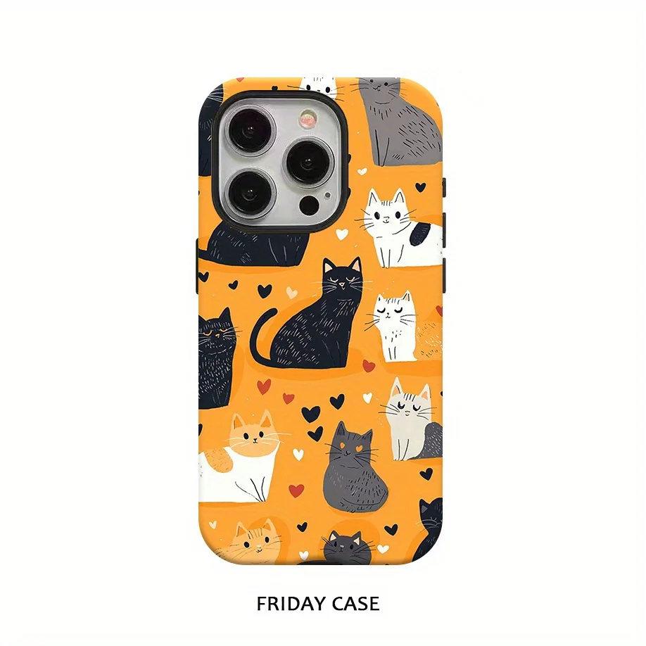 

Phone Case for iPhone 16 15 14 13 12 11 X XS XR XSMAX 7 8 Pro Max Plus Luxury Adorable Cat, Double Layer Double-layer Back Cover
