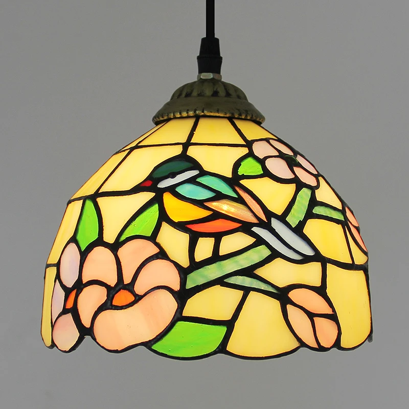 Tiffany Stained Glass shade Hanging Light insect decor DIA 8