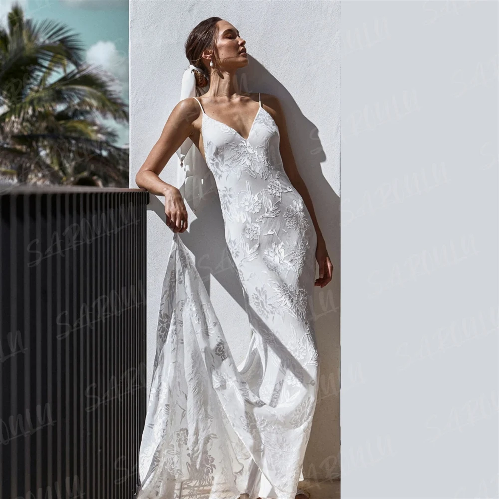 Modern Sexy Deep V Neck Lace Wedding Dress Backless Mermaid robe de mariée Custom Made Bridal Gown Sexy Wedding Party Dress