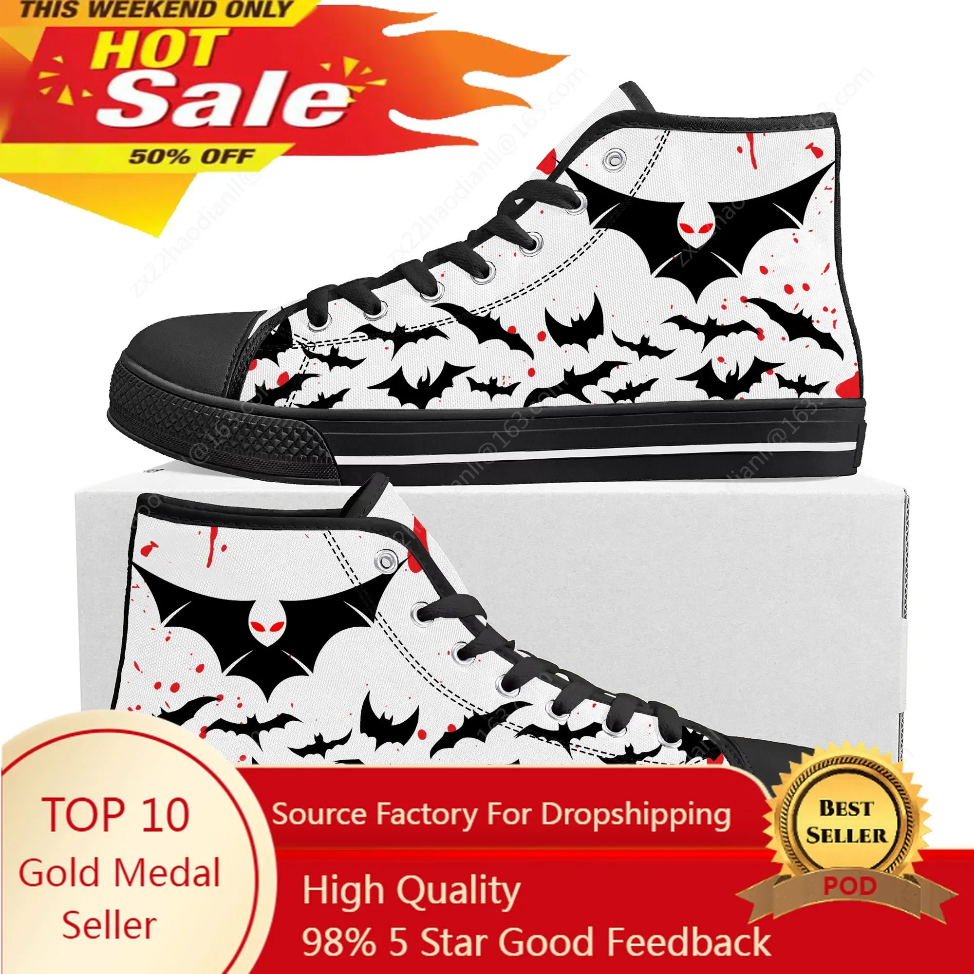 Robert Pattinson Logo Vampire Bat Wing High Top Sneakers Mens Womens Teenager Canvas Sneaker Casual Couple Shoes Custom Shoe