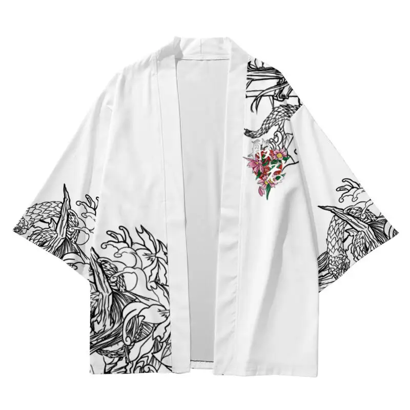 Sommer-Dämonen-Schlangenmuster-Cardigan für Herren, chinesisches Drachenmuster, japanischer Kimono, Übergröße, asiatisches traditionelles Kostüm, Cosplay-Mantel – Detail 14