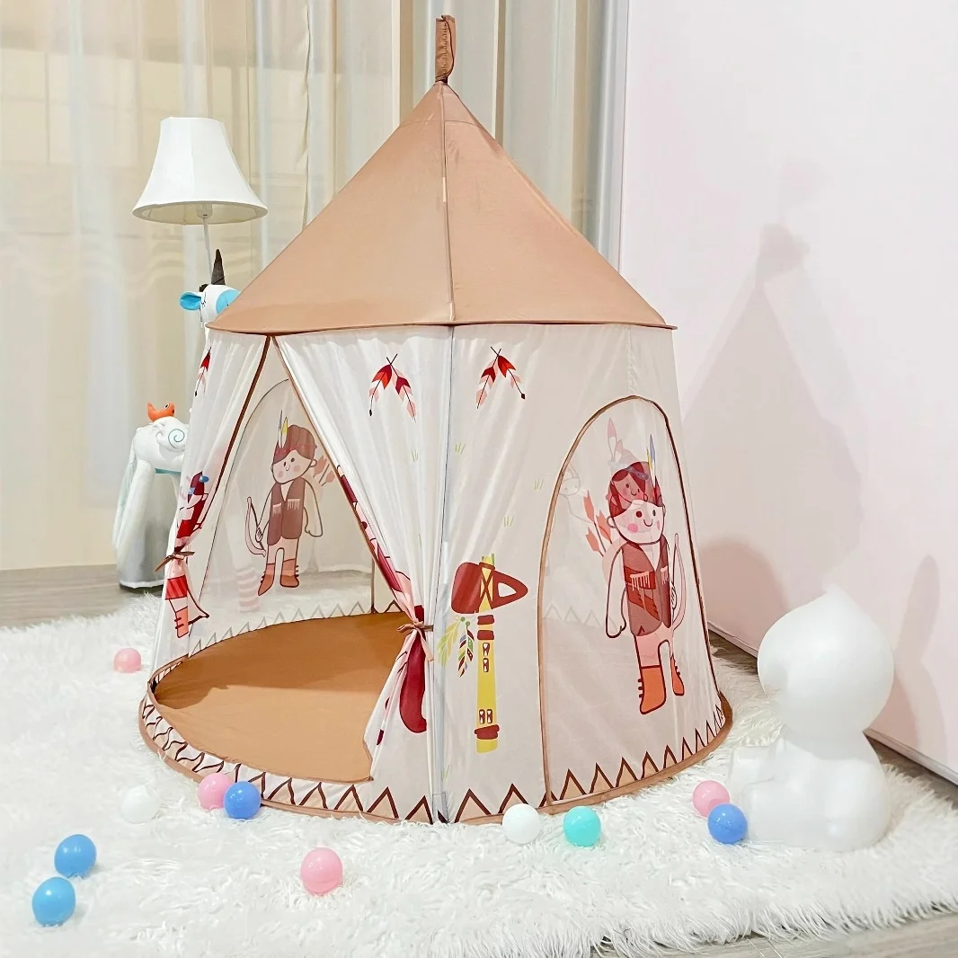 เด็ก Pop Up พับเล่นเต็นท์ Play House ของเล่นเด็กในร่มและกลางแจ้งเด็กเจ้าหญิงสีชมพู Playhouse เต็นท์ Teepee Tipi