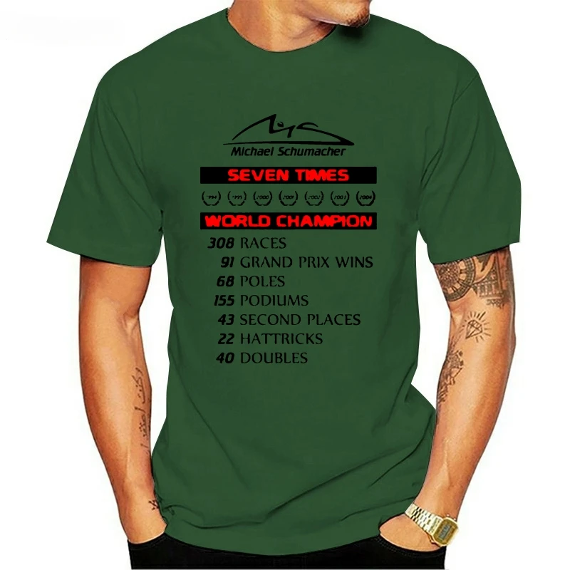 mens summer Tops  2021 New Fashion Brand Clothing Michael Schumacher Championship Records Racing Legend T-Shirt Size S To 3XL