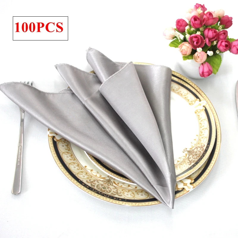 

High Thick 48x48cm Satin Napkin Banquet Wedding Tablecloth Napkins For Event Party Dinner Decoration