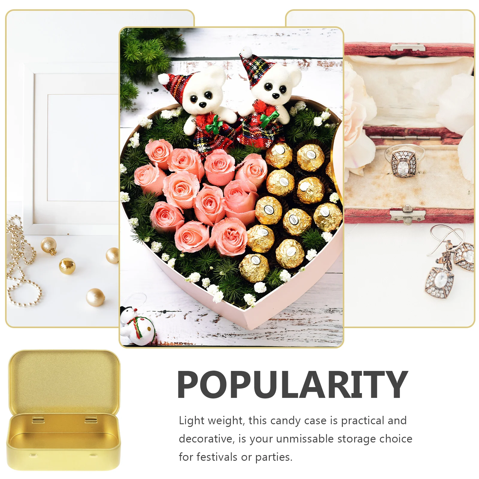 

6Pcs Flip Top Storage Box Compact Tinplate Container for Sweets Wedding Party Favors Lightweight Non Fade Rectangle Tin Case