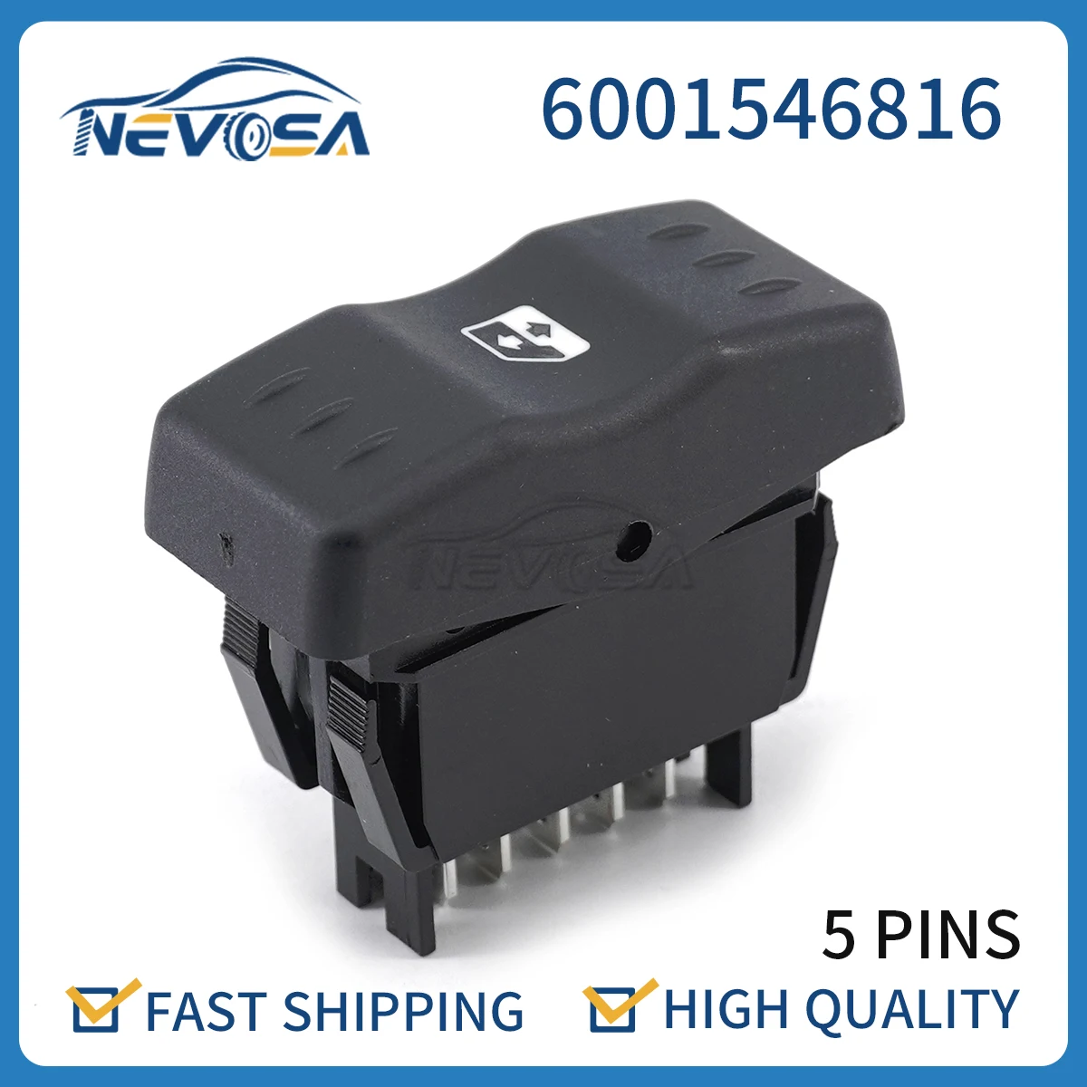 Nevosa 6001546816 Electric Power Window Single Switch For Renault Dacia Logan 2004-2014 Orange Backlight 60015-46816