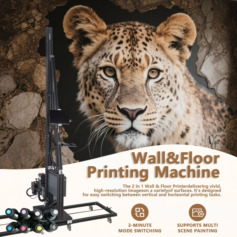 2in1 Portable Wall Floor Printer UV Ink 3D Wall Printing 3.5 Meter Height Machine for Direct Print on Tile Ceramic Glass Metal