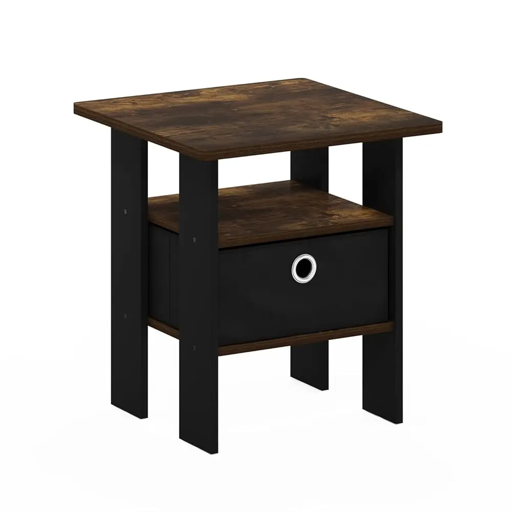 

Andrey End Side Night Stand/Bedside Table With Bin Drawer, Amber Pine/Black