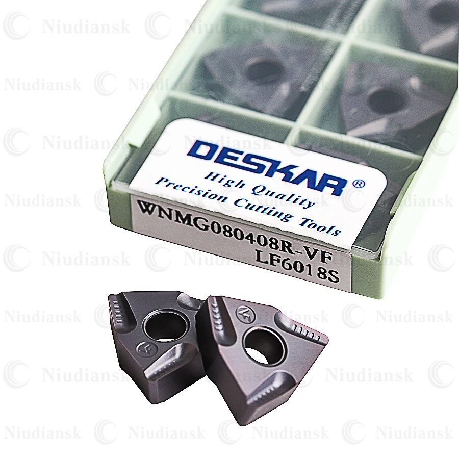 

DESKAR WNMG080404R-VF WNMG080404L-VF WNMG080408R-VF WNMG080408L-VF LF6018S Metal Turning Tools CNC Lathe Carbide Inserts Cutter