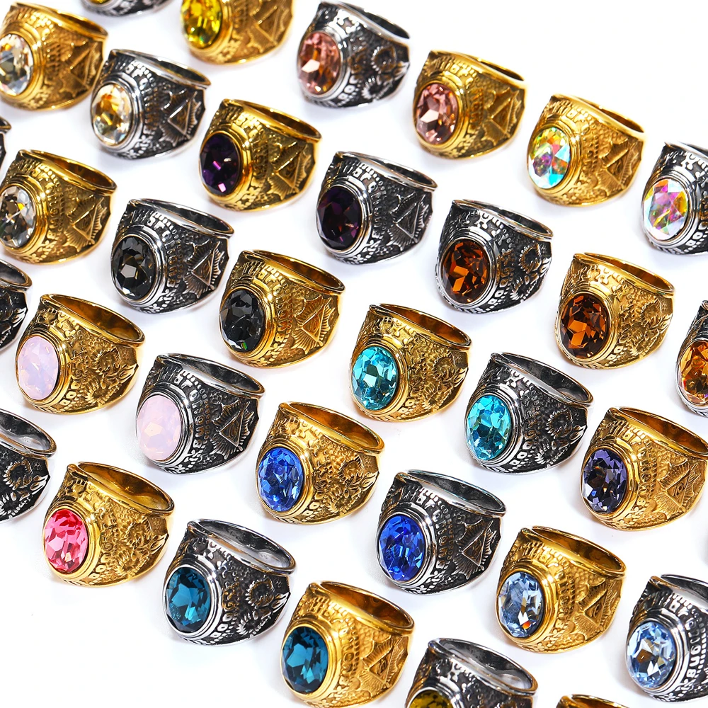 العصرية الشرير نمط كبير الأحجار الكريمة الخاتم خواتم للرجال موضة الفولاذ المقاوم للصدأ رام رئيس مجوهرات القوطي اكسسوارات