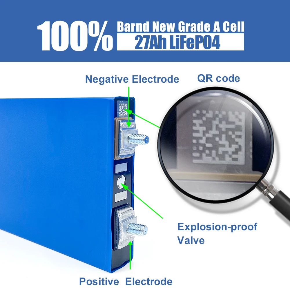 

Gotion Lifepo4 3.2V 27Ah Lithium Iron Phosphate Battery LFP Cells for DIY 4S 12V 8S 24V 16S 48V Scooter Ebike battery pack