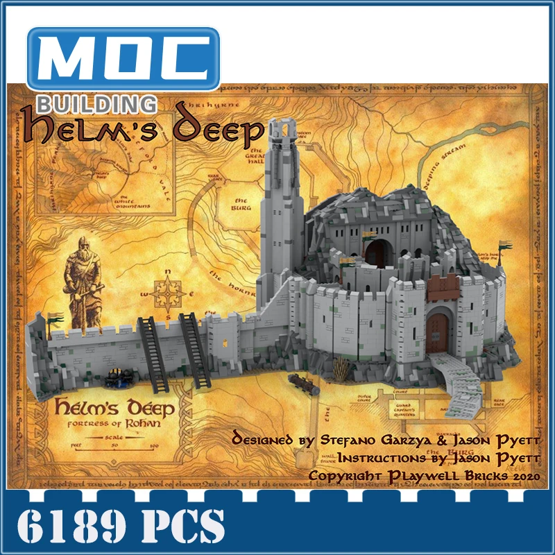 

Moc Helm's Deep UCS Scale Fortress of War World Famous Medieval Castle Architecture Building Blocks Construction Set Kids Gift