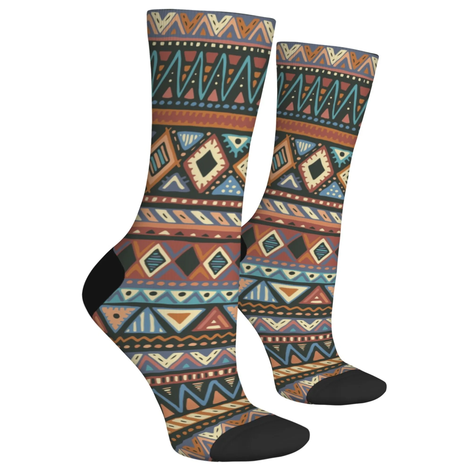 Abstract geometric art socks bohemian tribal style comfortable fashion retro casual men's socks breathable non-slip sports socks