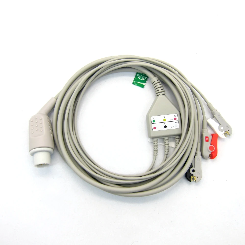 compatible for CHINA M&B Ecg Snap Medical Cable  with 3 leads clip snap  for monitor accessories