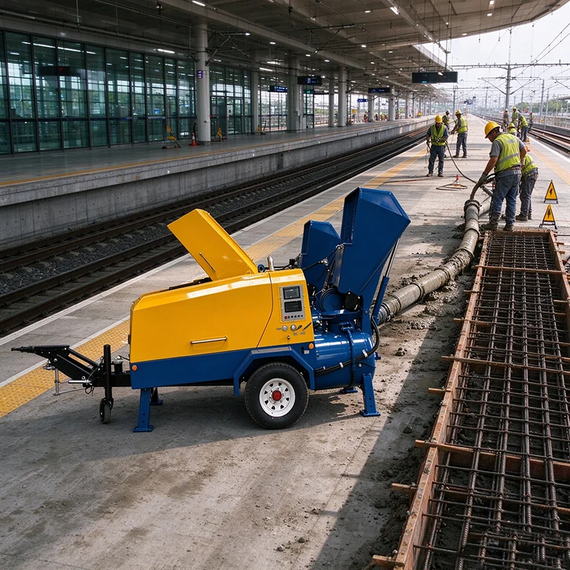 Semi Dry Cement Mortar Mixing Pump Pneumatic Floor Screed Pump For Industrial Floor Screeding