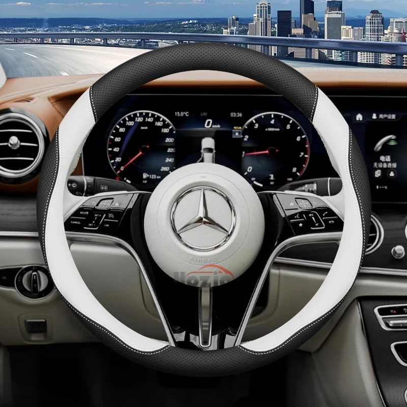 Leather Car Steering Wheel Cover for Mercedes Benz W214 C200 V-class GLE E-class GLA 200 GLC CLA A200 Interior Accessories 2025 view 2