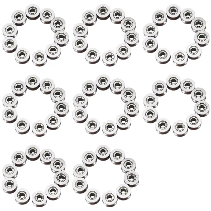ABLK 80Pcs U Groove Bearing U624ZZ Carbon Steel Durable V Groove Ball Bearing Pulley For Rail Track Linear Motion Systems