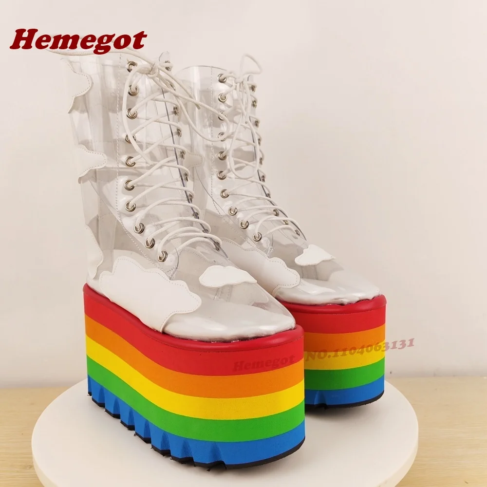 

Colorful Sole Lace-Up Ankle Boots Round Toe Patchwork Cross Tied Winter Boots for Women 2025 New Arrival Luxury Runway Shoes