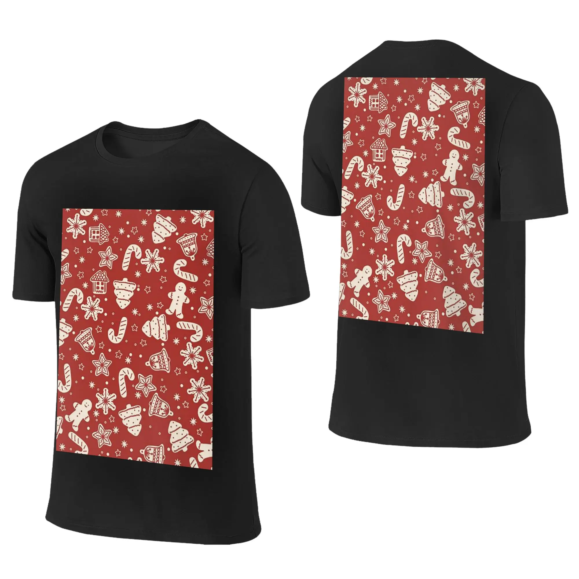 100% Cotton Merry Christmas & Happy Holidays! T-Shirt Men's Double Sided T Shirt Men Round Neck Summer Shirts Tops Oversized