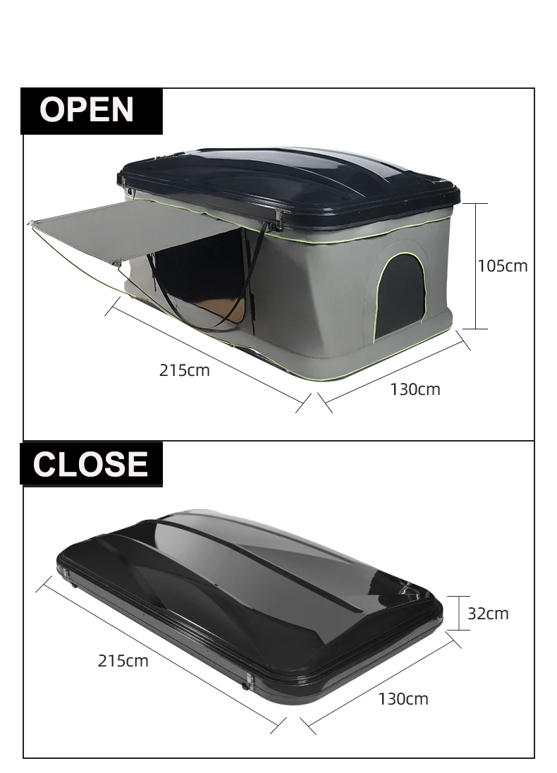 OUTDOOR Hard Shell Rooftop Tent for Offroad Camping 2 Person Pop Up Vehicle SUV Trucks RTT Overland with Ladder