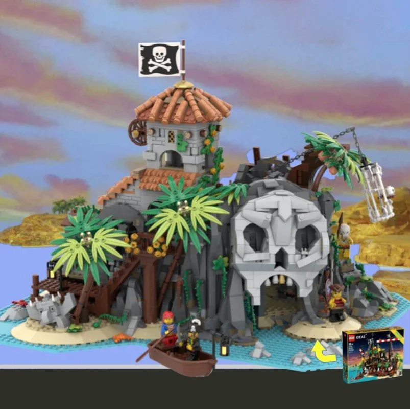 MOC Treasure Island Pirates of Barracudas Bay Building Block Set Pirate Captain Model Creativity Island Building Toy Kids Gift