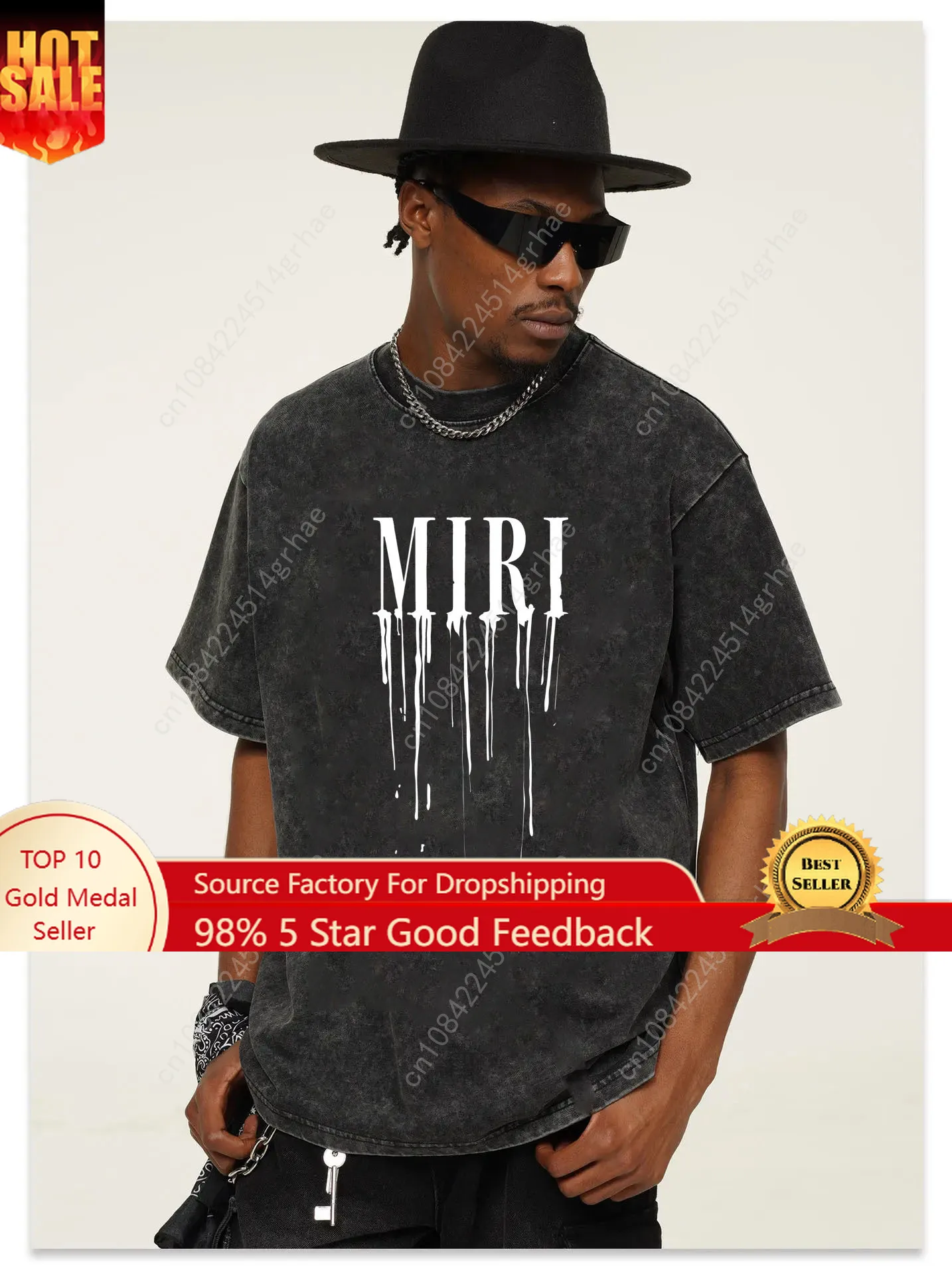 

2025 American High Street heavy cotton white short-sleeved T-shirt men s Summer trend brand loose and highly neutral