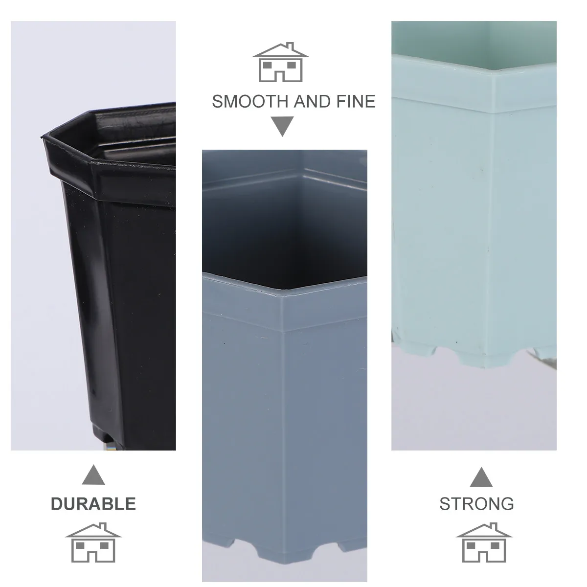 20Pcs Thickened Plastic Flowerpots Octagonal Shape Uv Resistant Fade Proof Non Deformable for Home Furnishing Plant Nursery