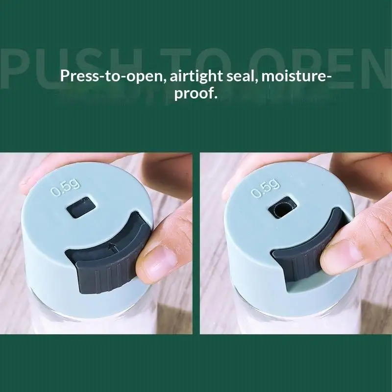 Press Type Glass Spice Bottle Quantitative 0.5g Salt Shaker Seasoning Powder Dispenser Container For Kitchen Counter Storage