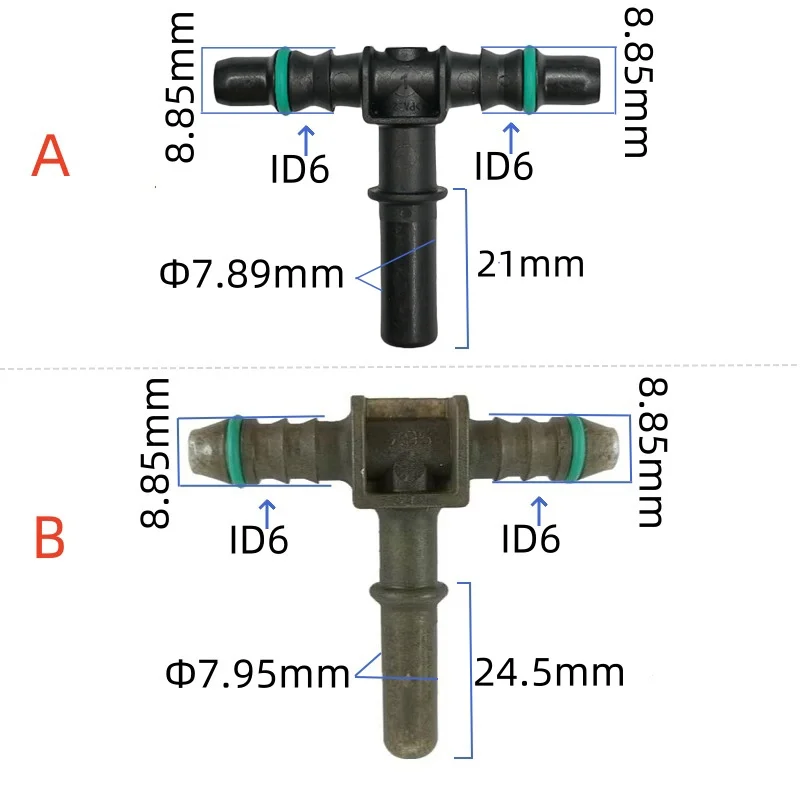 7.89 7.95 ID6 male end piece fuel line quick connector plastic 7.89mm male connector fittings joint for petrol and diesel 2pcs